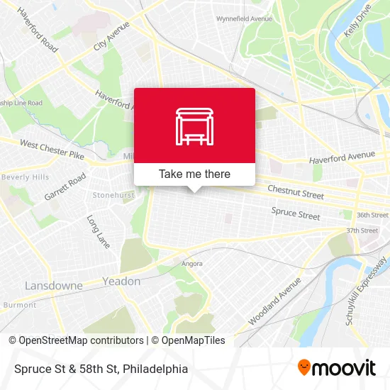 Spruce St & 58th St map