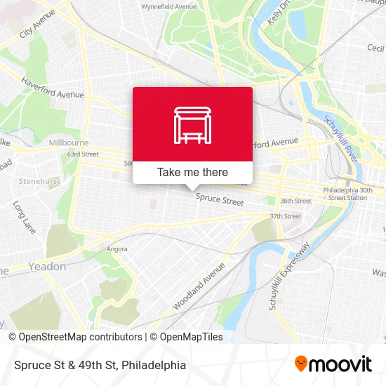 Spruce St & 49th St map