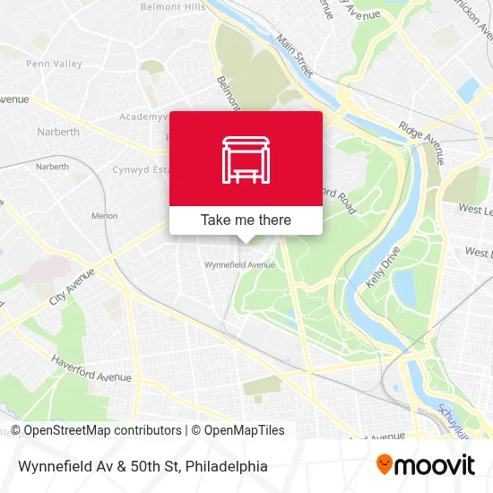Wynnefield Av & 50th St map