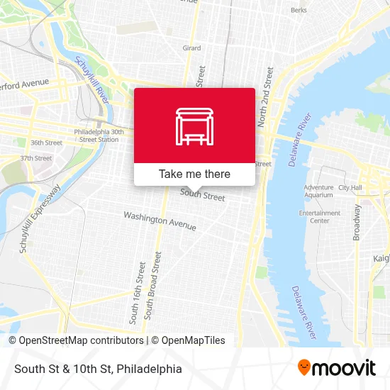 South St & 10th St map