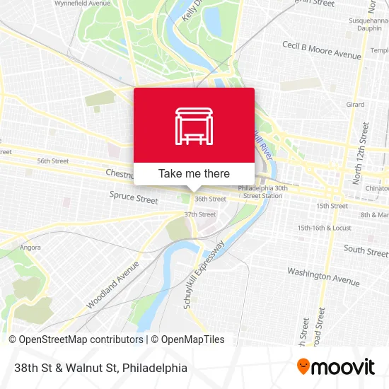 38th St & Walnut St map