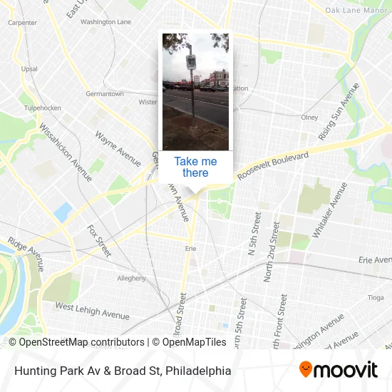 Hunting Park Av & Broad St map