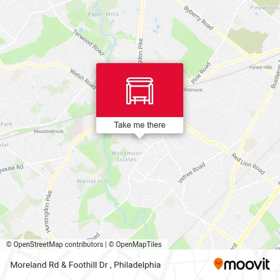 Moreland Rd & Foothill Dr map