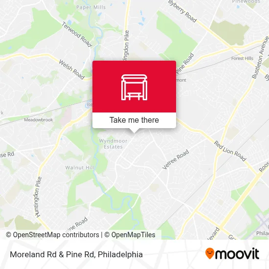 Moreland Rd & Pine Rd map