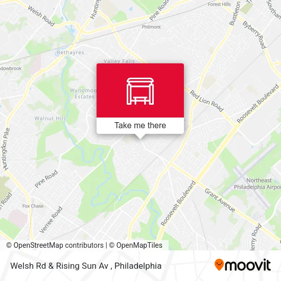 Welsh Rd & Rising Sun Av map