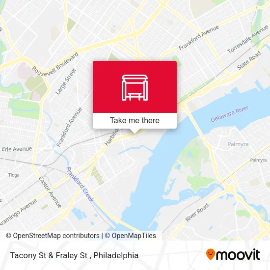 Tacony St & Fraley St map