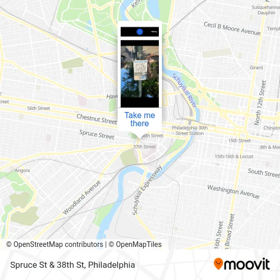 Spruce St & 38th St map