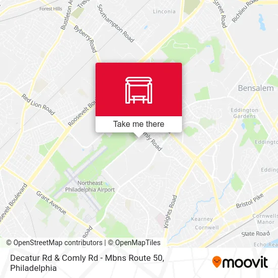 Decatur Rd & Comly Rd - Mbns Route 50 map