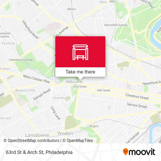 63rd St & Arch St map