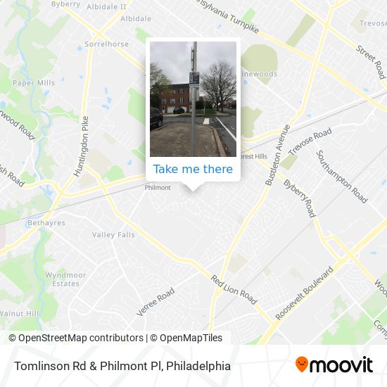 Tomlinson Rd & Philmont Pl map