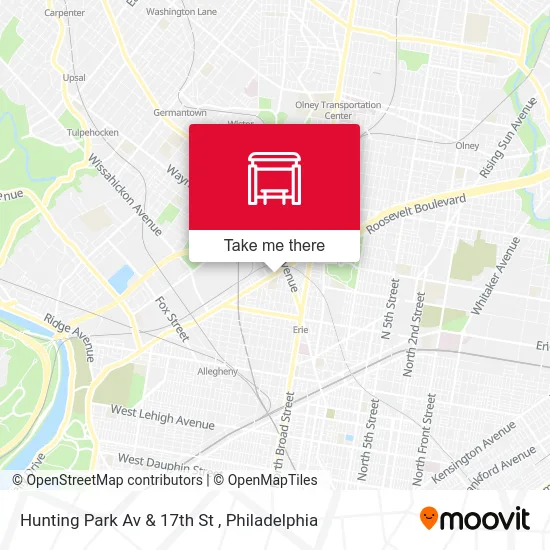 Hunting Park Av & 17th St map