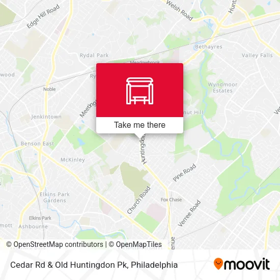 Cedar Rd & Old Huntingdon Pk map