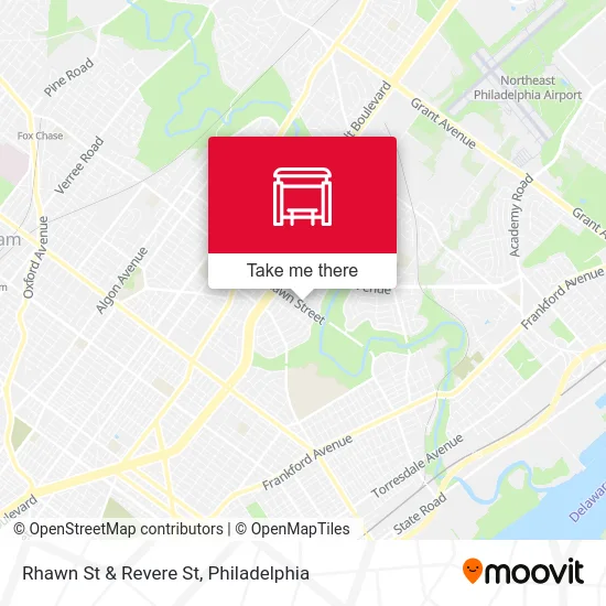 Rhawn St & Revere St map