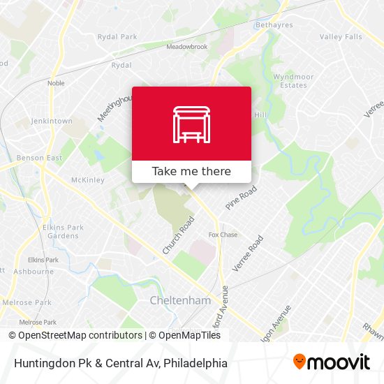 Huntingdon Pk & Central Av map
