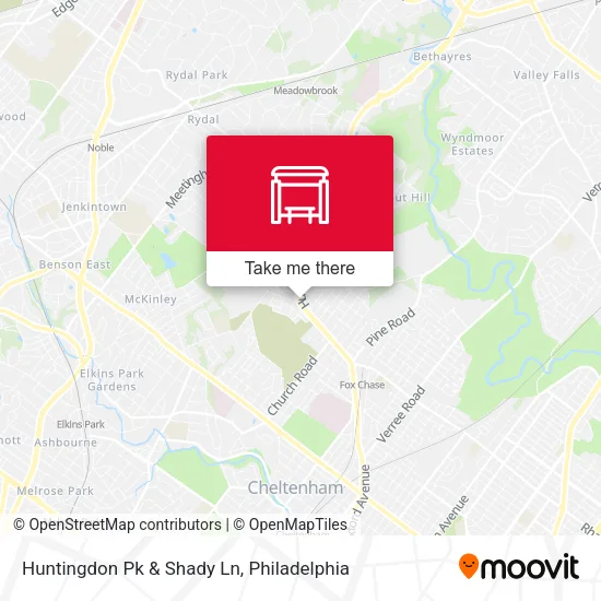 Huntingdon Pk & Shady Ln map