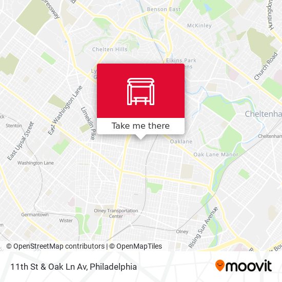 11th St & Oak Ln Av map