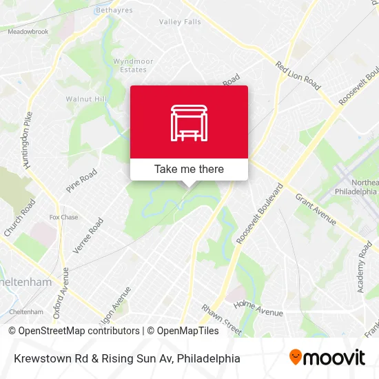 Krewstown Rd & Rising Sun Av map