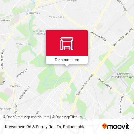 Krewstown Rd & Surrey Rd - Fs map