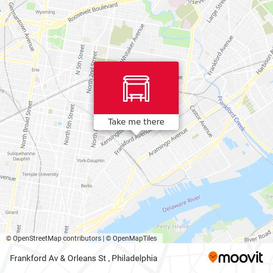 Frankford Av & Orleans St map