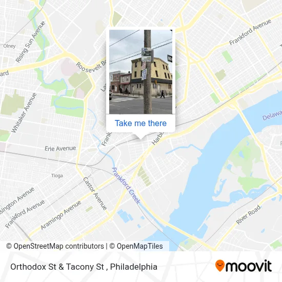 Orthodox St & Tacony St map