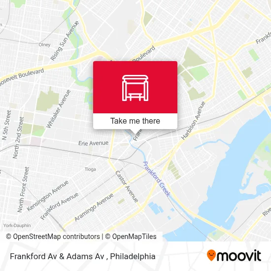 Frankford Av & Adams Av map