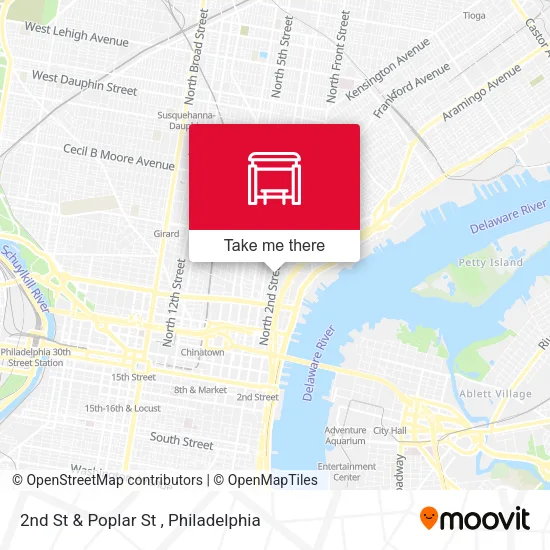2nd St & Poplar St map