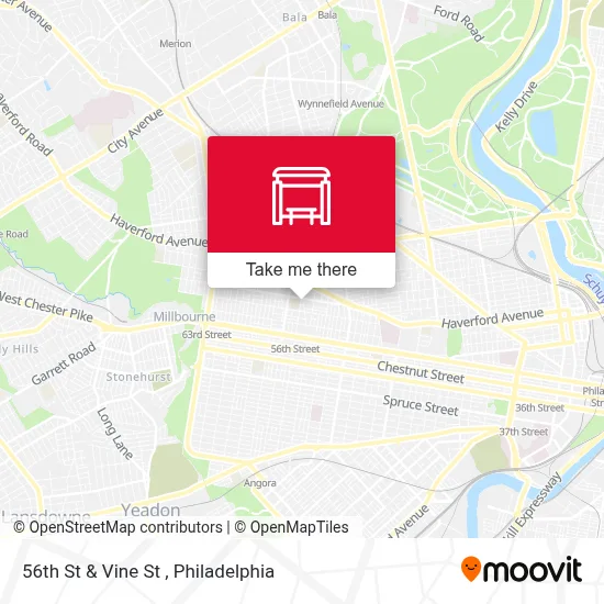 56th St & Vine St map
