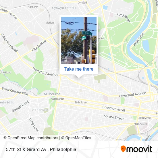 57th St & Girard Av map