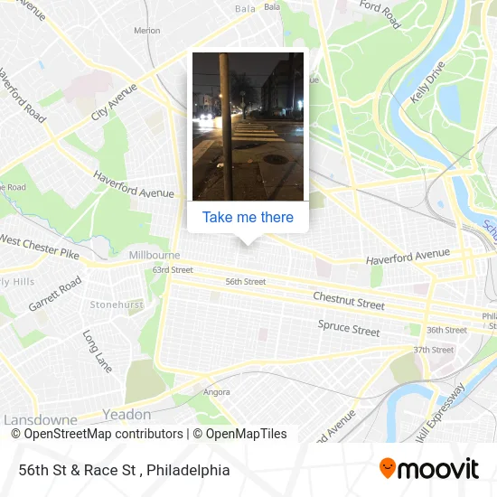 56th St & Race St map