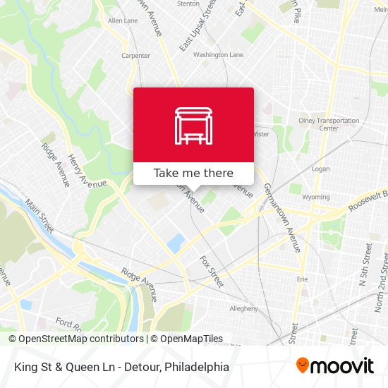 King St & Queen Ln - Detour map