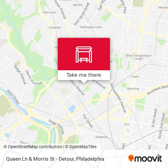 Queen Ln & Morris St - Detour map