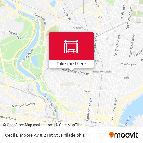 Cecil B Moore Av & 21st St map