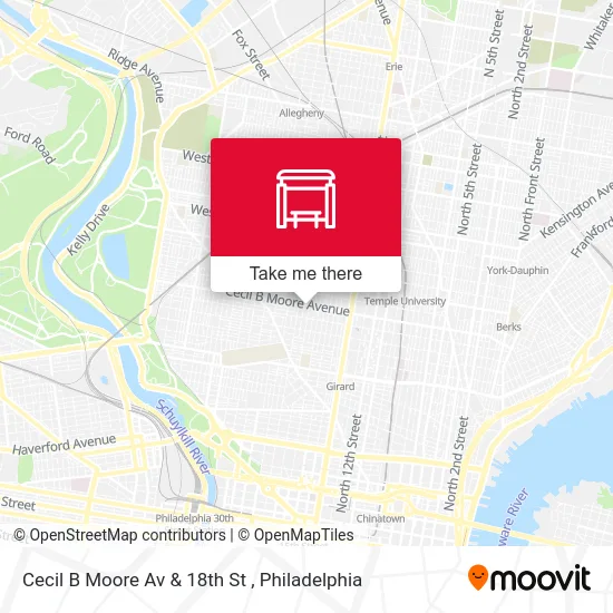 Cecil B Moore Av & 18th St map