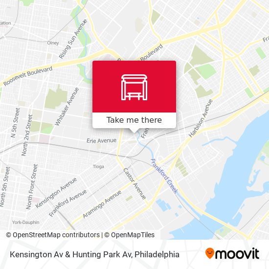 Kensington Av & Hunting Park Av map