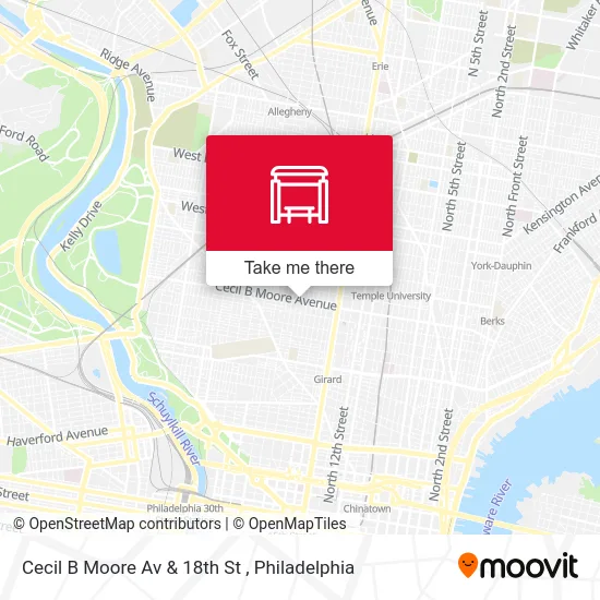 Cecil B Moore Av & 18th St map