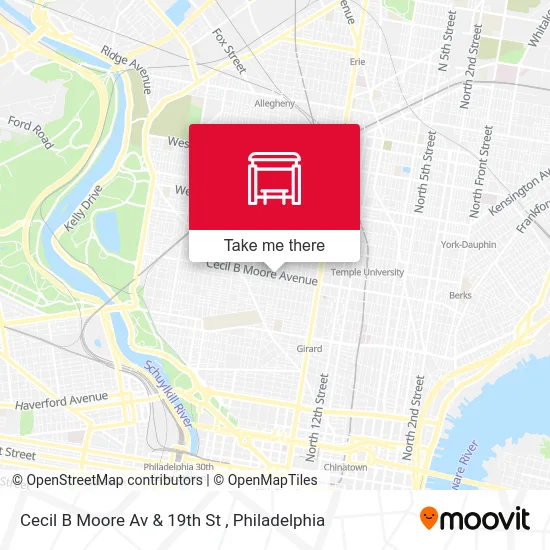 Cecil B Moore Av & 19th St map