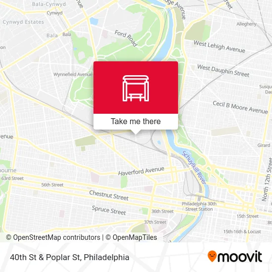 40th St & Poplar St map