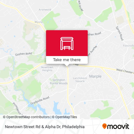 Newtown Street Rd & Alpha Dr map