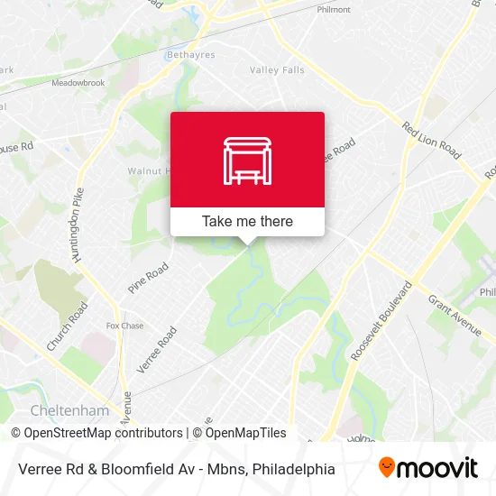 Verree Rd & Bloomfield Av - Mbns map