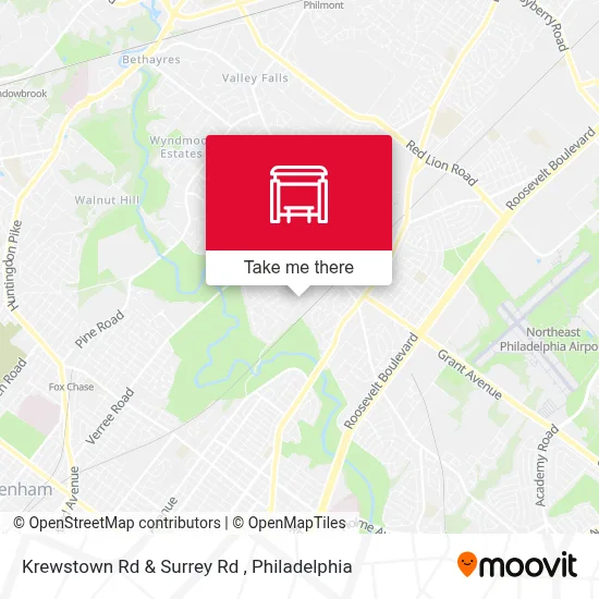 Krewstown Rd & Surrey Rd map