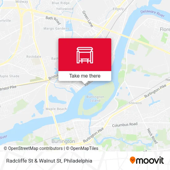 Radcliffe St & Walnut St map