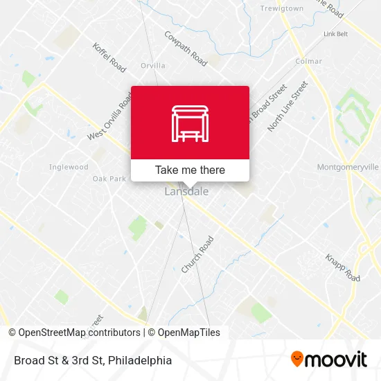 Broad St & 3rd St map