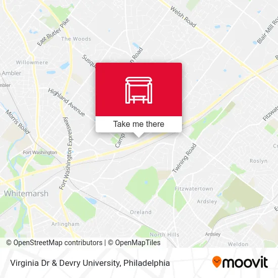 Virginia Dr & Devry University map