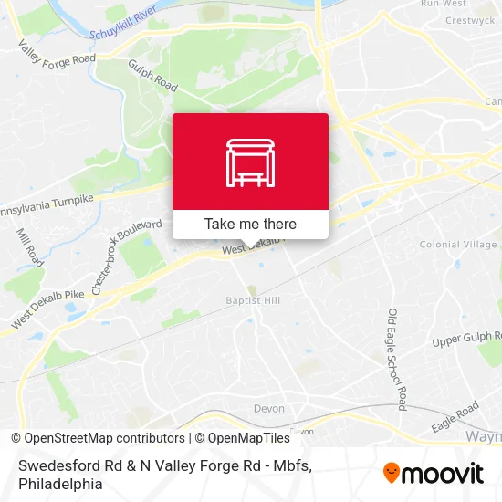 Swedesford Rd & N Valley Forge Rd - Mbfs map