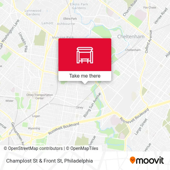 Champlost St & Front St map