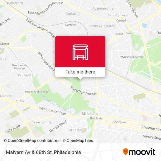 Malvern Av & 68th St map