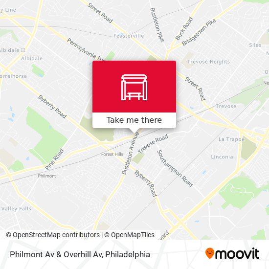 Philmont Av & Overhill Av map