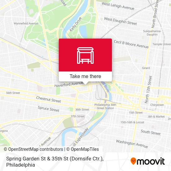 Spring Garden St & 35th St (Dornsife Ctr.) map
