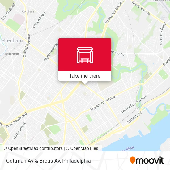 Cottman Av & Brous Av map