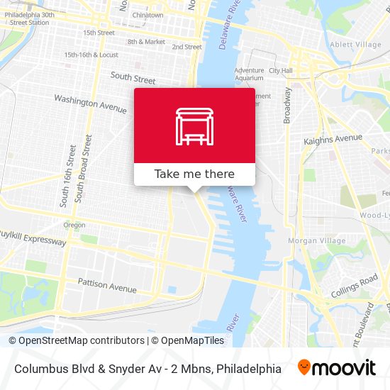 Mapa de Columbus Blvd & Snyder Av - 2 Mbns